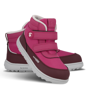 Kids winter barefoot boots Be Lenka Zippu Kids - Berry & Grey