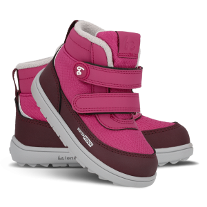 Kids winter barefoot boots Be Lenka Zippu Preschool - Berry & Grey